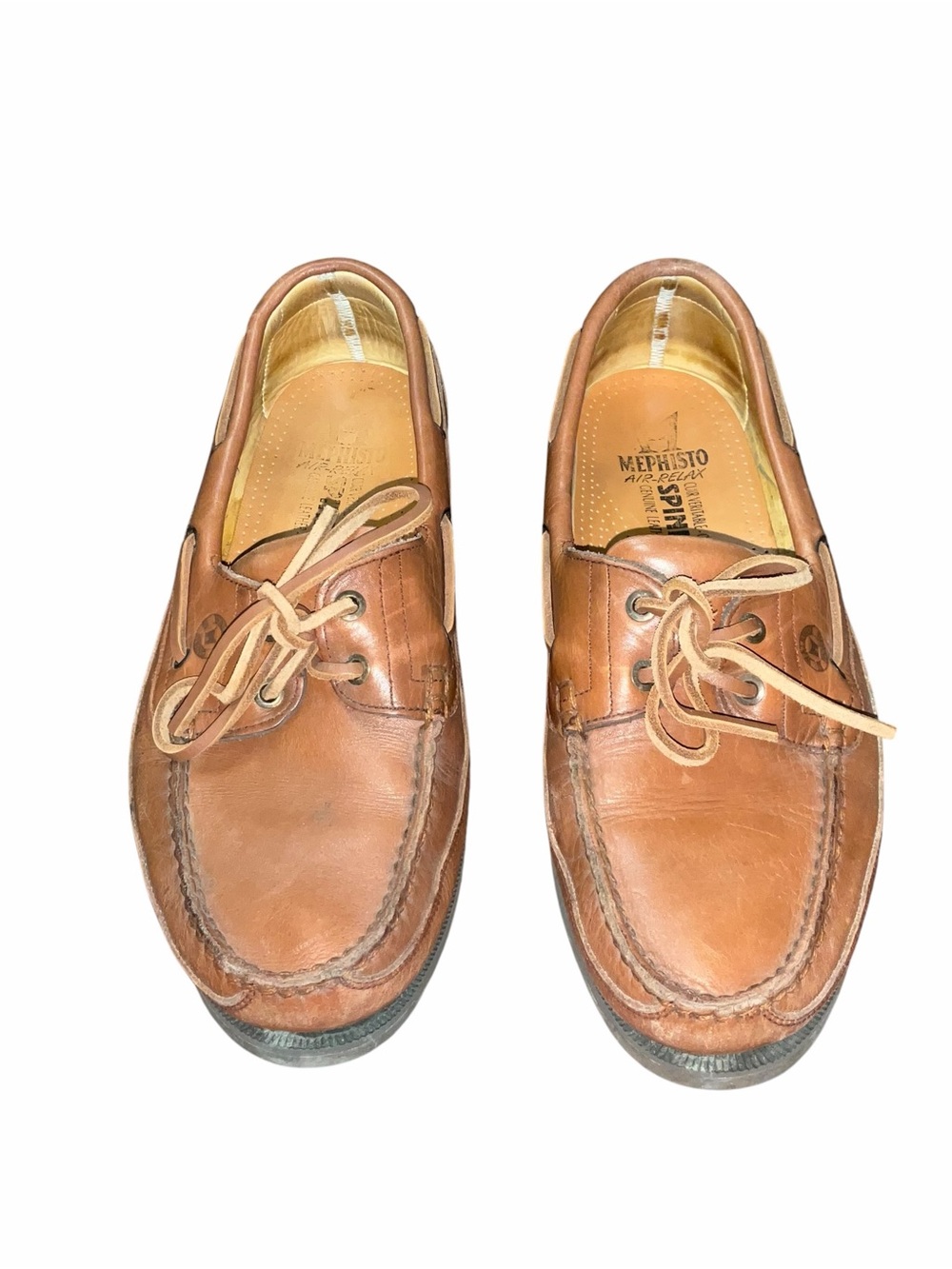 Mephisto Air Relax Men’s Leather Boat Shoes Brown Moc Toe Lace Up Size 10.5